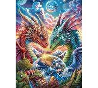 Trio de Dragons Dans le Jardin Fleuri Puzzle 1000 Piezas Cartón Grueso para Coleccionistas Animal Planta Ocio Creativo En Casa Calmar La Mente Pieza Colección Más Vendido 1000 PCS