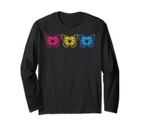 Trío de Mariposas Pride Pansexual en Colores Vivos Manga Larga