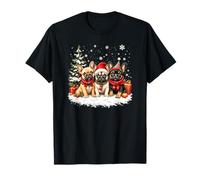 Trío de Navidad Bulldog Francés con árbol de Nieve de Papá Noel Camiseta