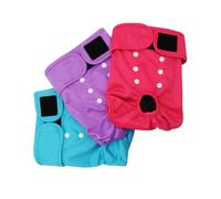 Trío de pañales lavables para perros para hembras en calor, elegantes colores sólidos para todos los tamaños