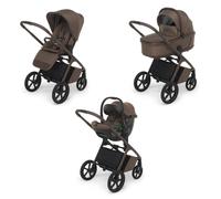 Trio Foppapedretti Commander Cinnamon Marrón con Silla de Coche DISK INFANT i-Size Ebony + Bolso