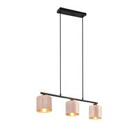 Trio Lámpara Colgante Julieta 319000344, metal negro mate, pantalla terciopelo beige/dorado, excl. 3x E14