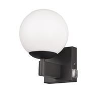 Trio Lámpara de pared para baño Kula 284270132, metal negro mate, cristal blanco, excl. 1x E14