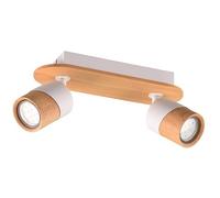 Trio Lámpara de techo Aruni 801100231, metal blanco mate, madera natural, excl. 2x GU10