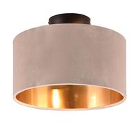 Trio Lámpara de techo Julieta 619000244, negro metalizado mate, pantalla beige terciopelo/dorado, excl. 2x E14