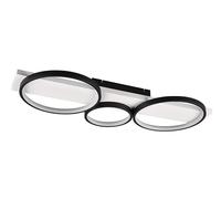 Trio LED Lámpara de techo Medera 643810332, Metal Negro mate, Blanco madera, incl. LED de 33 vatios, Regulador de intensidad