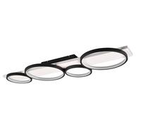Trio LED Lámpara de techo Medera 643810432, Metal Negro mate, Blanco madera, incl. LED de 44 vatios, Regulador de intensidad