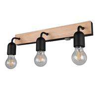 Trio Leuchten Aplique de baño ARTURO 284470332, metal negro mate, madera natural, excl. 3x E27