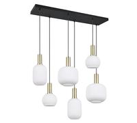 Trio Leuchten Colgante DIVA 319800608, Metal Latón/Negro Mate, Cristal Blanco, excl. 6x E27