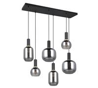 Trio Leuchten Colgante DIVA 319800632, Metal negro mate, Cristal cromado vaporizado, excl. 6x E27