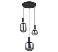 Trio Leuchten Colgante DIVA 319830332, Metal negro mate, Cristal cromado vaporizado, excl. 3x E27