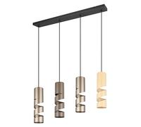 Trio Leuchten Colgante STREAM 364000417, Metal Negro Mate, Tono Café/Taupe/Beige, excl. 4x GU10