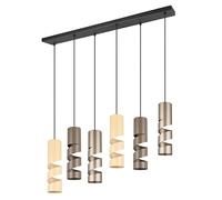 Trio Leuchten Colgante STREAM 364000617, Metal Negro Mate, Tono Café/Taupe/Beige, excl. 6x GU10