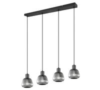 Trio Leuchten Colgante TARIFA 362800432, metal negro mate, cristal cromado rociado, exc. 4x E27