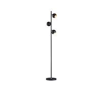 Trio Lighting Leuchten Dakota Lámpara de Pie, Schwarz Matt/Goldfarbig, Negro