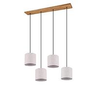 Trio Leuchten Elmau 302100430 - Lámpara de techo (madera, pino, pantalla de tela, cable negro, 4 bombillas E27, níquel envejecido)