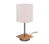 Trio Leuchten Elmau 502100130 - Lámpara de mesa (madera de pino, pantalla de tela, cable negro, no incluye 1 bombilla E14)