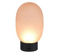 Trio Leuchten Facette 564210113 - Lámpara de mesa con batería (metal negro mate, cristal ámbar, incluye LED de 1,5 W, conector USB, 4 toques)