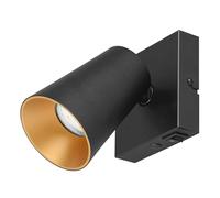Trio Leuchten Foco de pared SHARP 817170132, Metal negro mate, tapa dorada/negra, excl. 1x GU10