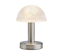 Trio Leuchten Fynn II 599110107 - Lámpara LED de mesa (metal y níquel mate, cristal alabastro blanco, incluye 1 bombilla E14 de 4,9 W, función Touch Me (4 posiciones, 3 niveles de brillo), altura de