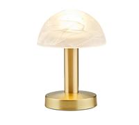 Trio Leuchten Fynn II 599110108 - Lámpara LED de mesa (metal y latón mate, cristal alabastro blanco, incluye 1 bombilla E14 de 4,9 W, función Touch Me (4 posiciones, 3 niveles de brillo), altura de 21