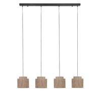 Trio Leuchten Lámpara colgante SMILLA 366800436, metal negro mate, pantalla de yute natural, exc. 1x E27