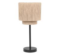 Trio Leuchten Lámpara de Mesa SMILLA 566800136, Metal Negro Mate, Pantalla de Yute Natural, excl. 1x E27