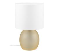 Trio Leuchten Lámpara de mesa VELA 517900113, base de cristal ámbar, pantalla de tela blanca, excepto 1x E14