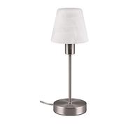 Trio Leuchten Lámpara de sobremesa Luis II 595700107, metal níquel mate, cristal alabastro color blanco, 1x E14, On/Off Touch