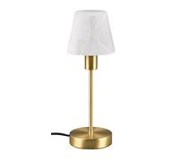 Trio Leuchten Luis II 595700108 - Lámpara de mesa (metal y latón mate, cristal alabastro blanco, no incluye 1 bombilla E14, encendido/apagado)