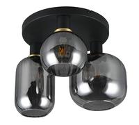Trio Leuchten Plafón de Techo DIVA 619800332, Metal Negro Mate, Vidrio Cromado Vaporizado, excl. 3x E27