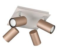 Trio Lighting Marley downlight de techo marrón/gris claro 24 x 24 cm 4 luces de metal