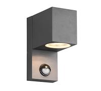 Trio Leuchten Roya 214269142 - Lámpara de pared exterior (aluminio fundido a presión, no incluye 1 bombilla GU10, sensor de movimiento)