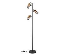 Trio Leuchten Lámpara Colgante Tosh 404300332 Metal negro mate y madera - no incluye 3 bombillas E14