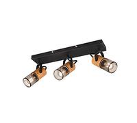 Trio Leuchten Tosh 804300332 - Foco (metal, madera, 3 bombillas E14), color negro mate