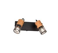 Trio-Leuchten Foco Tosh 804370232 metal mate y madera, 2 bombillas E14, negro