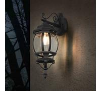 Trio Lighting Aplique de exterior Elvo, portalámpara inferior, negro mate