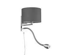 Trio Lighting Aplique de pared de hotel con brazo de lectura LED, redondo, gris