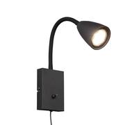 Trio Lighting Aplique de pared Wanda con enchufe, negro mate