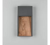 Trio Lighting Aplique LED para exterior SALMON, aspecto de madera, metal, altura 33 cm, IP44