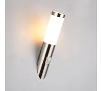 Trio Lighting Aplique para exterior Trioto, color níquel, acero inoxidable de 39 cm, sensor