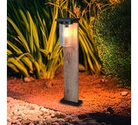Trio Lighting Bolardo luminoso ARDILA, aspecto de madera, altura 65 cm, metal/vidrio, IP44
