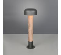 Trio Lighting Bolardo luminoso Fraser, gris/aspecto madera, aluminio, IP54, altura 84,5 cm