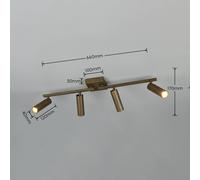 Trio Lighting Downlight Dara, longitud 66 cm, metal color platino, 4 luces.