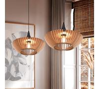 Trio Lighting Lámpara colgante Colino de láminas de madera, madera clara