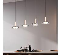 Trio Lighting Lámpara colgante LED Celeste cromo/madera 115 cm 4 luces de cristal atenuables