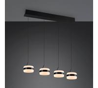 Trio Lighting lámpara colgante LED Dios, negra, longitud 85 cm, CCT, 4 luces.