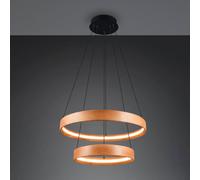 Trio Lighting Lámpara colgante LED Lynwood, Ø 60 cm, color madera, madera, 2 luces.