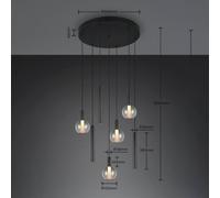 Trio Lighting Lámpara colgante LED Melaro, Ø 59 cm, metal negro/cristal, CCT, 7 luces.