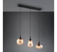 Trio Lighting Lámpara colgante Lumina, 3 luces, negro/ámbar, cristal